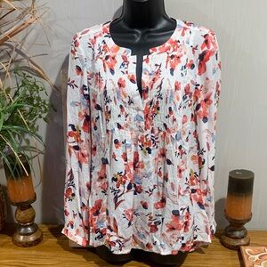 Floral Print Women's Top - White and Red